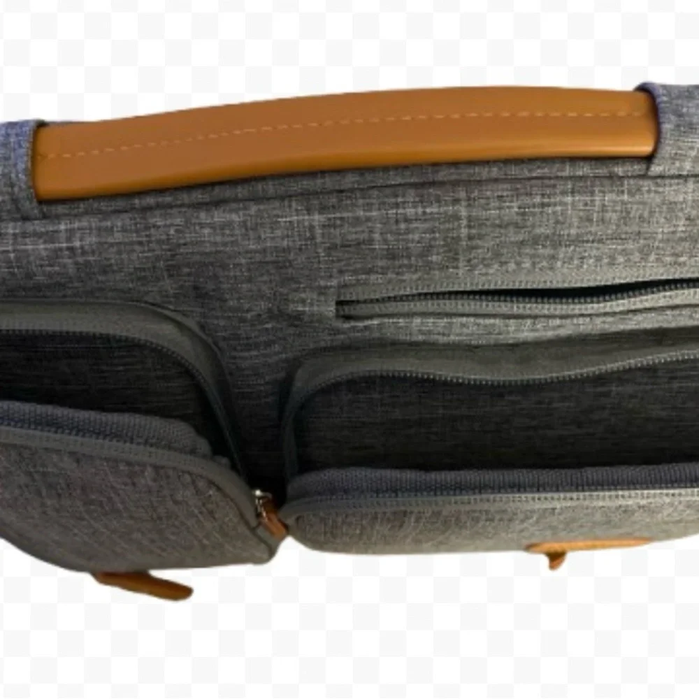 Mosuso Gray Laptop/Tablet Carry Travel Padded Case W/ Shoulder Strap & Cord Case
